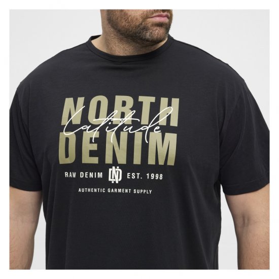 North Latitude Denim Printed Logo T-Shirt Black - Magliette - Magliette Uomo Taglie Forti