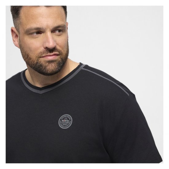 North Latitude Pyjama T-Shirt V-Neck Short Sleeve Black - Pigiami/Loungewear - Pigiama Uomo Taglie Forti