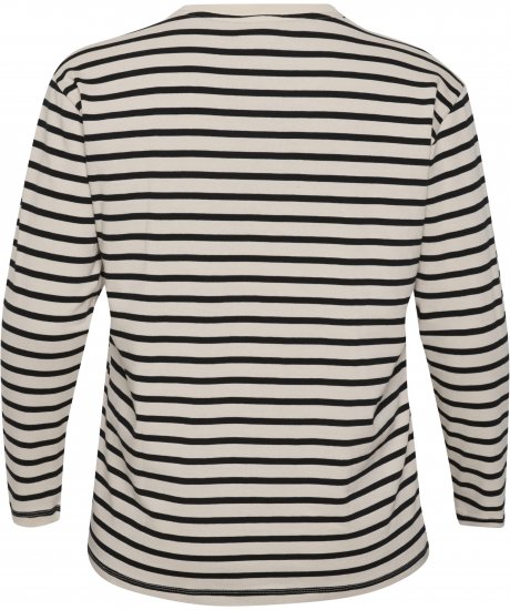 Kaffe Curve Winni Manica lunga T-shirt Bianco antico/Nero riga - T-shirt - 