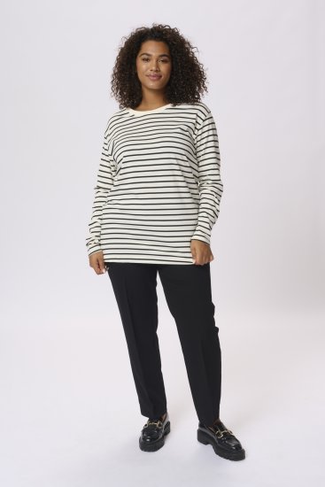Kaffe Curve Winni Manica lunga T-shirt Bianco antico/Nero riga - T-shirt - 