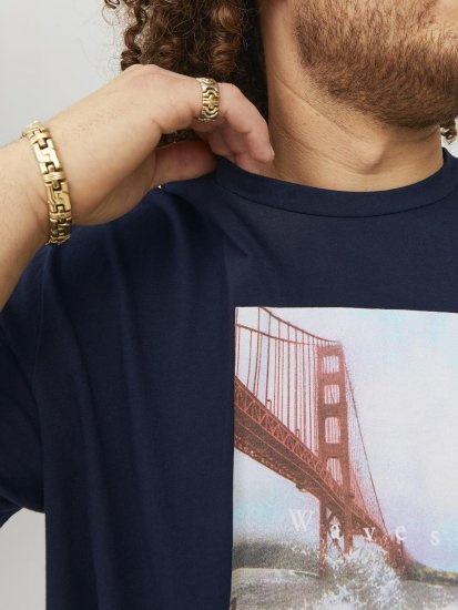 Jack & Jones Copenhagen Photo T-Shirt Navy - Magliette - Magliette Uomo Taglie Forti