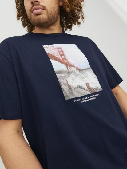 Jack & Jones Copenhagen Photo T-Shirt Navy - Magliette - Magliette Uomo Taglie Forti