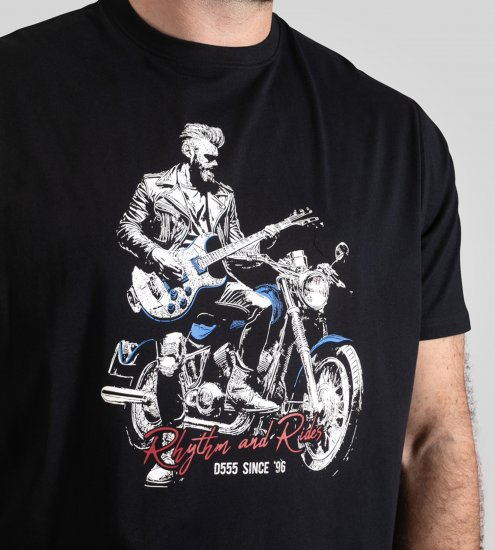 D555 Derby T-Shirt Rhythm and Rides Navy - Magliette - Magliette Uomo Taglie Forti