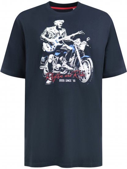 D555 Derby T-Shirt Rhythm and Rides Navy - Magliette - Magliette Uomo Taglie Forti