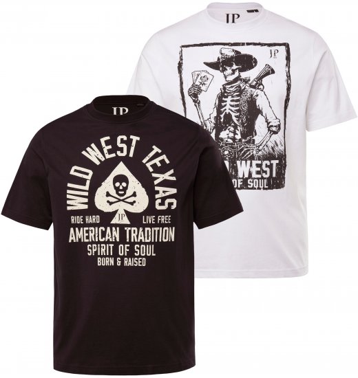 JP1880 T-Shirt 2-Pack Wild West Black And White - Magliette - Magliette Uomo Taglie Forti