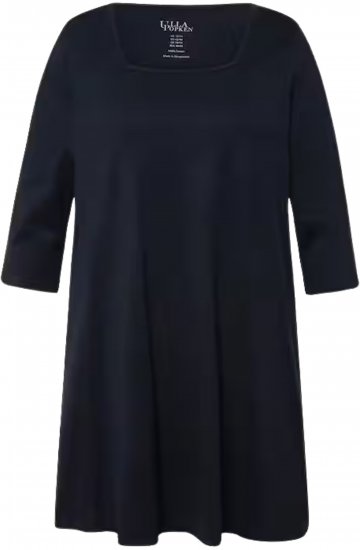 Ulla Popken Square Neckline Knit Swing A-line Pocket Tunic Navy Blue - T-shirt - 