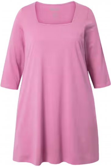 Ulla Popken Square Neckline Knit Swing A-line Pocket Tunic Mauve - T-shirt - 
