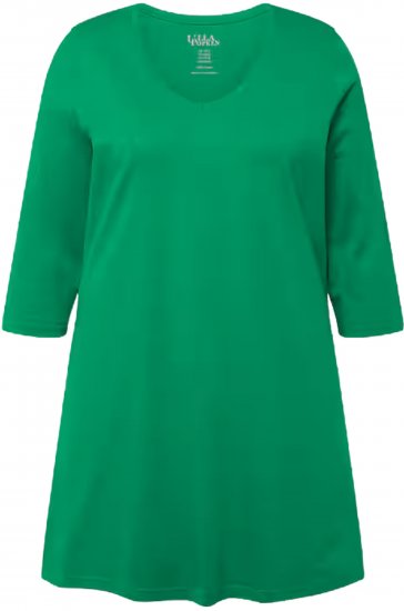 Ulla Popken V-Neck Swing A-line Hem Cotton Knit Tunic Emerald Green - T-shirt - 