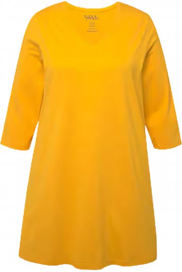 Ulla Popken V-Neck Swing A-line Hem Cotton Knit Tunic Orange - T-shirt - 