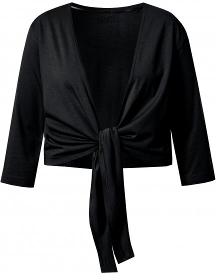 Ulla Popken Versatile Surplice Wrap Tie Hem Bolero Top Black - T-shirt - 