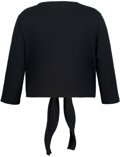Ulla Popken Versatile Surplice Wrap Tie Hem Bolero Top Black - T-shirt - 