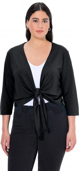 Ulla Popken Versatile Surplice Wrap Tie Hem Bolero Top Black - T-shirt - 