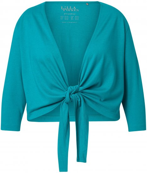 Ulla Popken Versatile Surplice Wrap Tie Hem Bolero Top Teal - T-shirt - 