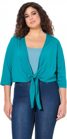 Ulla Popken Versatile Surplice Wrap Tie Hem Bolero Top Teal - T-shirt - 