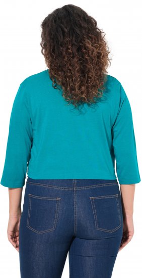 Ulla Popken Versatile Surplice Wrap Tie Hem Bolero Top Teal - T-shirt - 