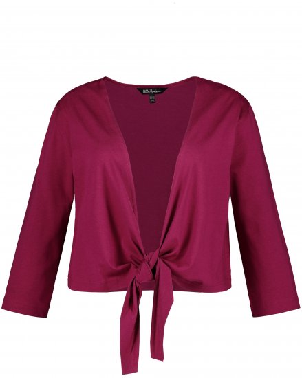 Ulla Popken Versatile Surplice Wrap Tie Hem Bolero Top Magnolia Red - T-shirt - 