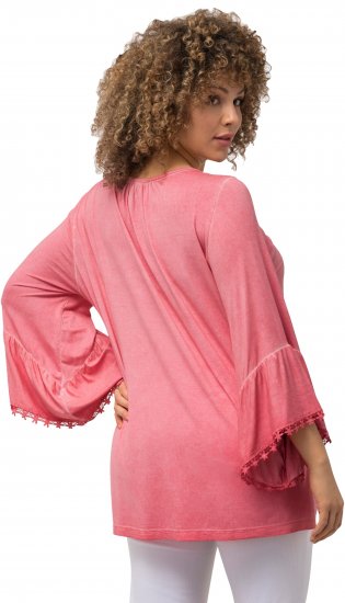 Ulla Popken Trumpet Sleeve Cold Dyed Tee Dark Pink - T-shirt stampate da donna - 
