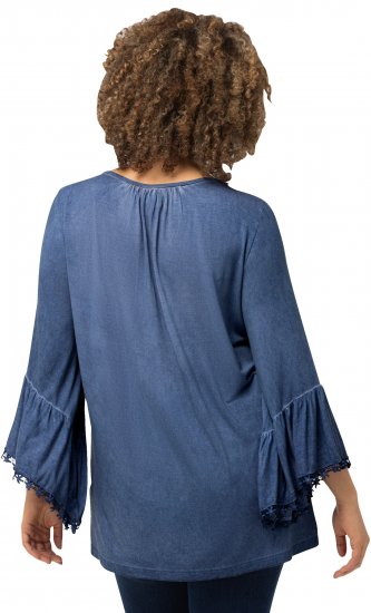 Ulla Popken Trumpet Sleeve Cold Dyed Tee Dove Blue - T-shirt stampate da donna - 