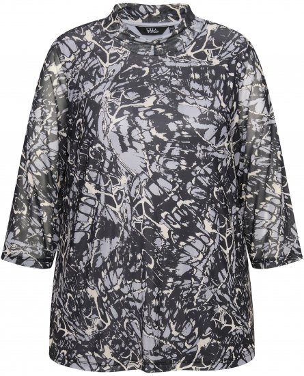 Ulla Popken Mesh Butterfly Wing Layered Tee Black - T-shirt - 