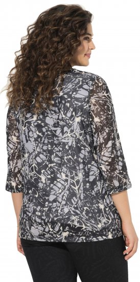 Ulla Popken Mesh Butterfly Wing Layered Tee Black - T-shirt - 