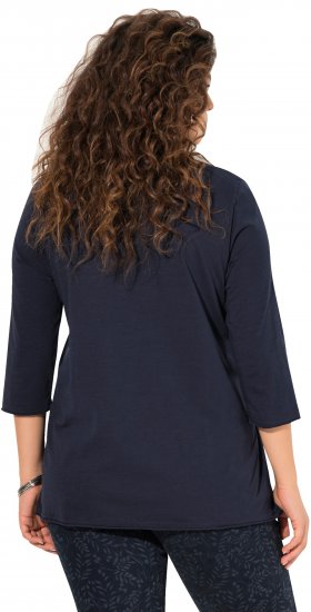 Ulla Popken Peace Love Life 3/4 Sleeve Graphic Tee Navy - T-shirt - 