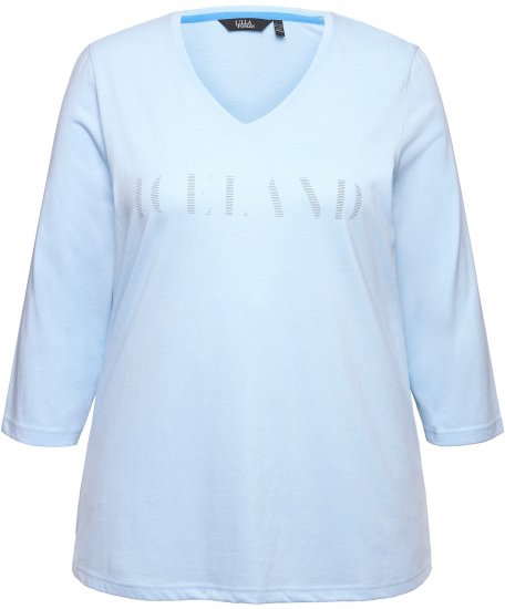 Ulla Popken Country Lettered 3/4 Sleeve Tee Soft Light Blue - T-shirt stampate da donna - 