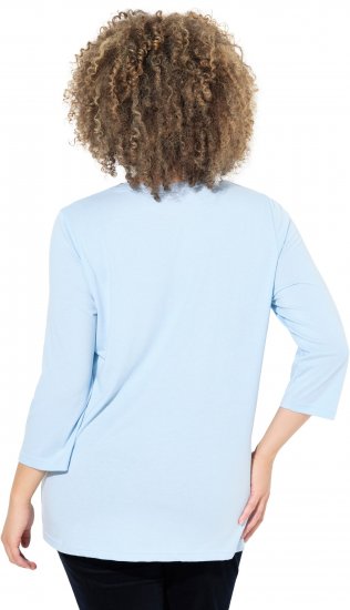 Ulla Popken Country Lettered 3/4 Sleeve Tee Soft Light Blue - T-shirt stampate da donna - 