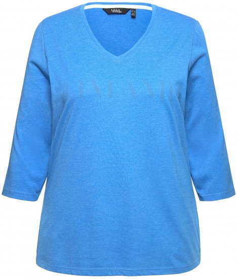 Ulla Popken Country Lettered 3/4 Sleeve Tee Teal Blue - T-shirt stampate da donna - 