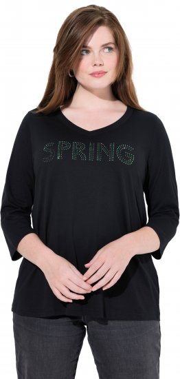 Ulla Popken SPRING Studded 3/4 Sleeve Tee Black - T-shirt - 