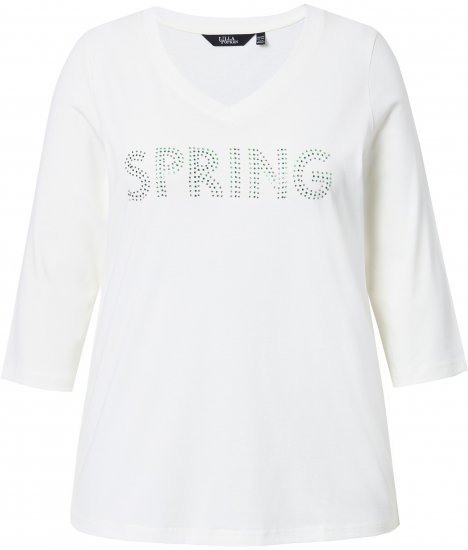Ulla Popken SPRING Studded 3/4 Sleeve Tee Off-White - T-shirt - 