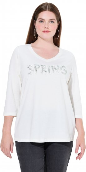 Ulla Popken SPRING Studded 3/4 Sleeve Tee Off-White - T-shirt - 