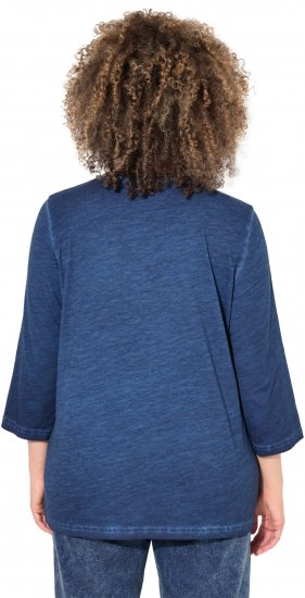 Ulla Popken UNIQUE Embroidered 3/4 Sleeve Tee Ink Blue - T-shirt - 