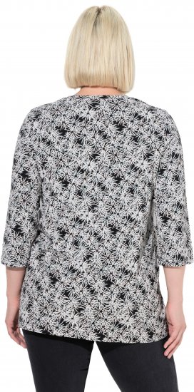 Ulla Popken Graphic Flower A-Line 3/4 Sleeve Tee Soft Light Blue - T-shirt - 