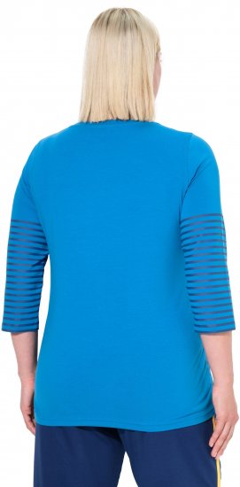 Ulla Popken Paper Boat Print 3/4 Sleeve Tee Pacific Blue - T-shirt stampate da donna - 