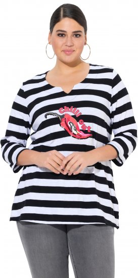 Ulla Popken Chilli Pepper Sequined 3/4 Sleeve Graphic Tee Black - T-shirt - 