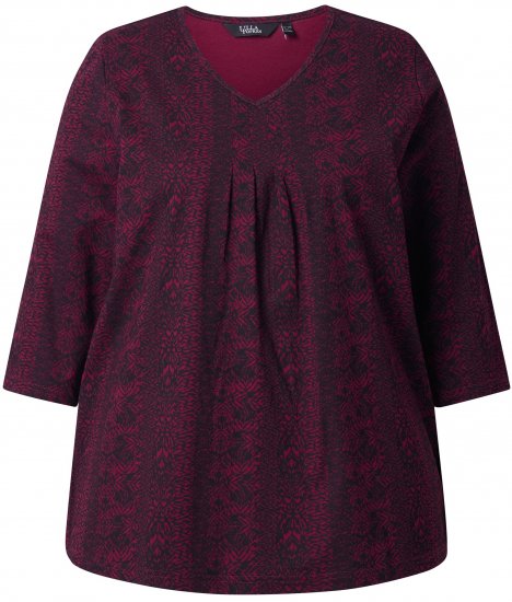Ulla Popken Mixed Pattern Stripe 3/4 Sleeve Tee Black - T-shirt stampate da donna - 