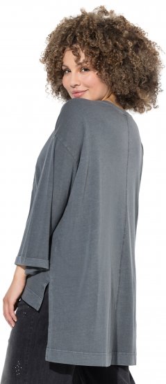 Ulla Popken 87 Applique Oversized Long Sleeve Tee Graphite Grey - T-shirt - 