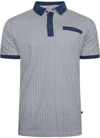 Kam Jeans 5528 AOP Print with Jacquard Collar/Cuffs Polo Navy - Polo - Polo Uomo Taglie Forti