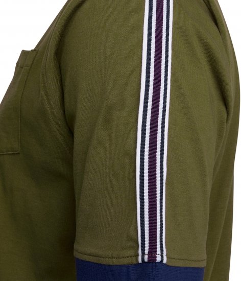 Kam Jeans 5781 Ringer Tee with Shoulder Tape Dark Olive - Magliette - Magliette Uomo Taglie Forti