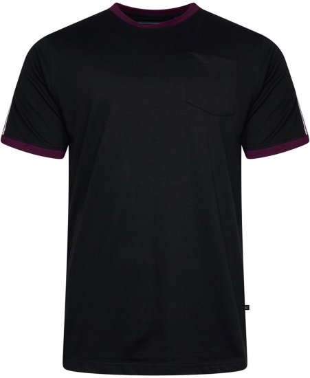 Kam Jeans 5781 Ringer Tee with Shoulder Tape Black - Magliette - Magliette Uomo Taglie Forti