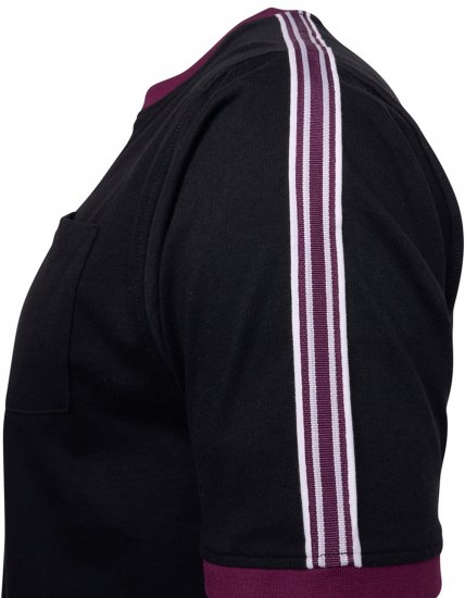 Kam Jeans 5781 Ringer Tee with Shoulder Tape Black - Magliette - Magliette Uomo Taglie Forti