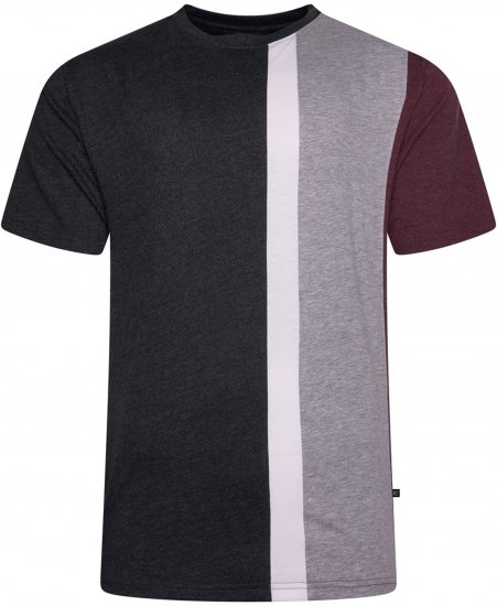 Kam Jeans 5782 Cut and Saw Vertical Stripe Tee Charcoal - Magliette - Magliette Uomo Taglie Forti