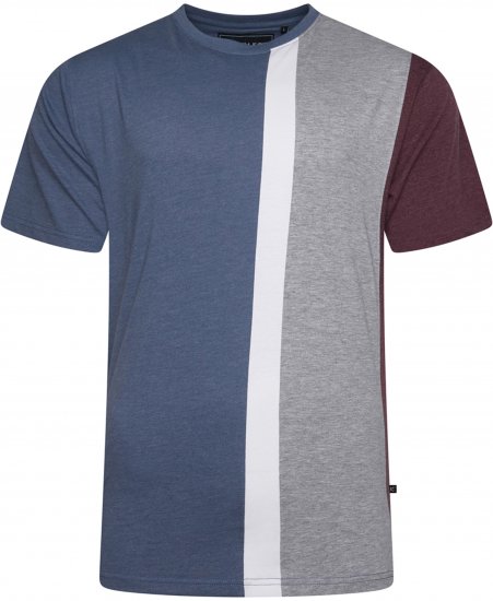 Kam Jeans 5782 Cut and Saw Vertical Stripe Tee Indigo - Magliette - Magliette Uomo Taglie Forti