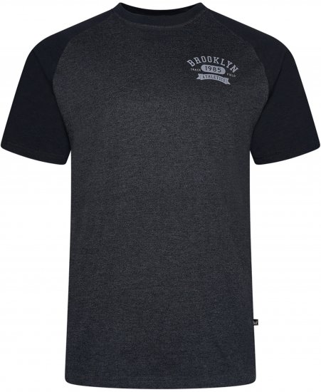 Kam Jeans 5783 Raglan Tee with Brooklyn Chest Print Black - Magliette - Magliette Uomo Taglie Forti