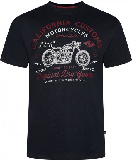 Kam Jeans 5787 California Customs Print Tee Black - Magliette - Magliette Uomo Taglie Forti