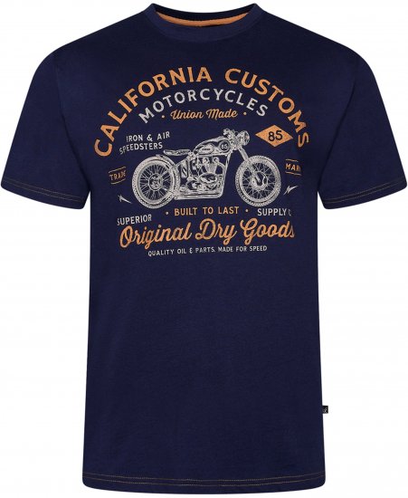 Kam Jeans 5787 California Customs Print Tee Navy - Magliette - Magliette Uomo Taglie Forti