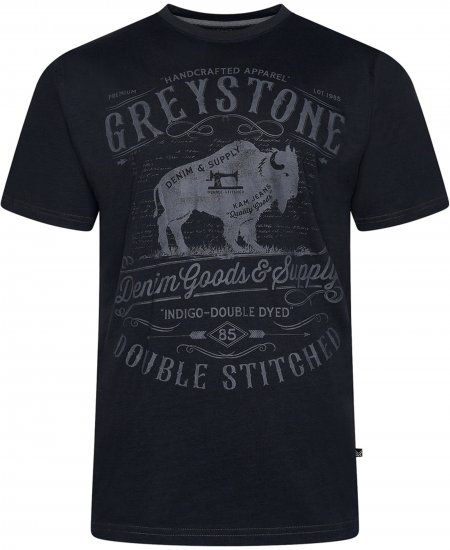 Kam Jeans 5790 Greystone Print Tee Black - Magliette - Magliette Uomo Taglie Forti