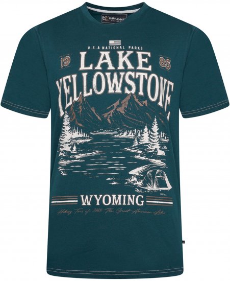 Kam Jeans 5792 Lake Yellowstone Print Tee Dark Sea - Magliette - Magliette Uomo Taglie Forti