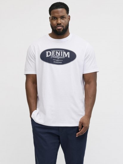 Jack & Jones Dover Denim O-Neck T-Shirt White - Magliette - Magliette Uomo Taglie Forti