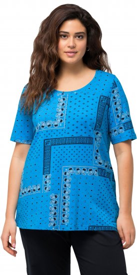 Ulla Popken Paisley A-Line Short Sleeve Tee Sapphire Blue - T-shirt stampate da donna - 